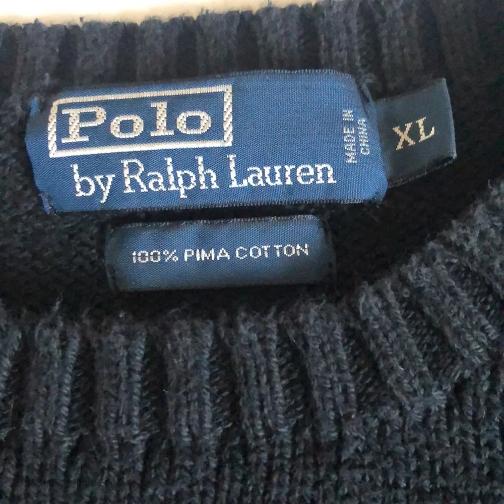 Polo Ralph Lauren Black Crewneck Sweater XL Ralph Lauren Cotton Basic Sweater